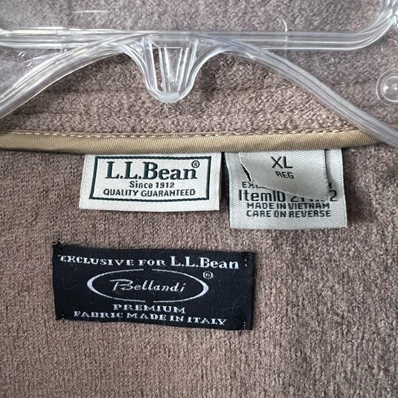 LL Bean Bellandi 100% Wool Coat Womens Sz XL Tan Mid Length Jacket Italy Vintage - Picture 5 of 6